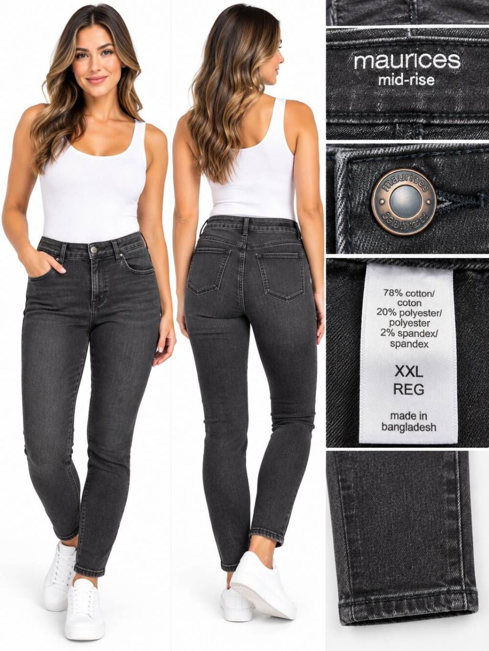 Maurices Mid Rise Skinny Jeans XXL Reg Black